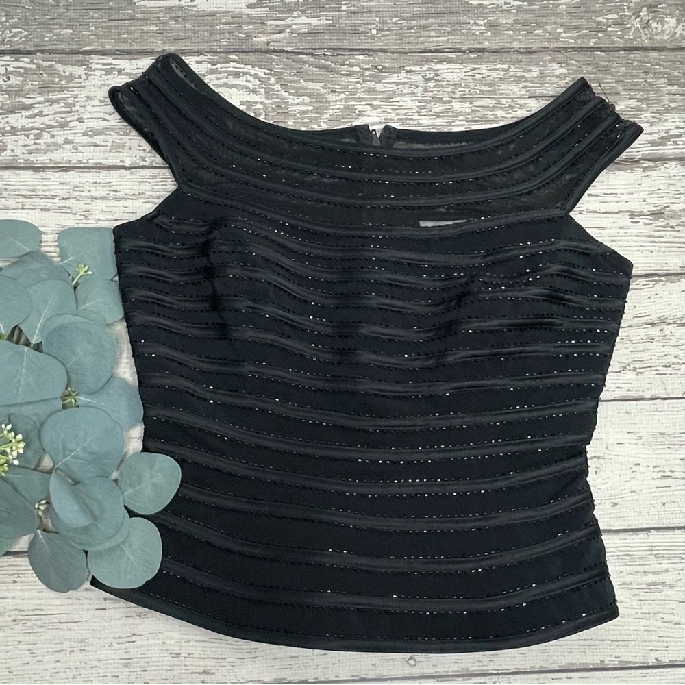 Caché Beaded Striped Off Shoulder Top